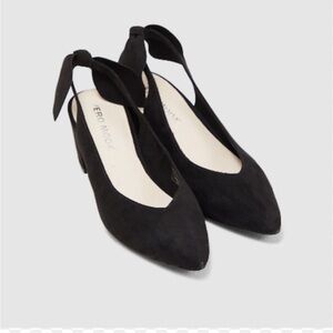 Vero Moda Black Slingback Block Heels Size 9 Bow Detail Dress Shoes